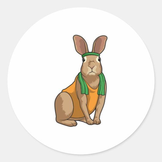 Rabbit as Runner with Towel Ronde Sticker (Voorkant)