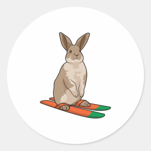 Rabbit as Skier with Ski Ronde Sticker (Voorkant)