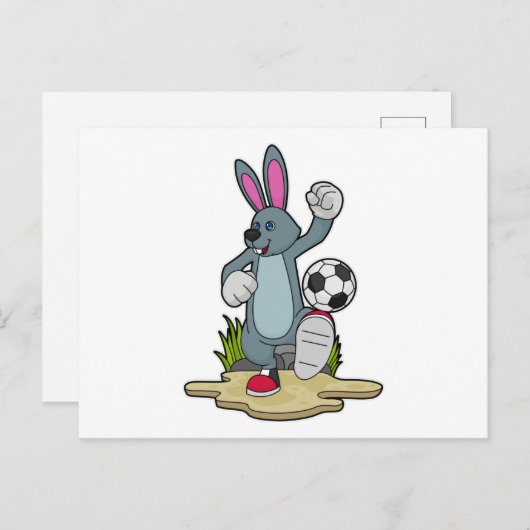 Rabbit as Soccer player with Soccer Briefkaart (Voorkant / Achterkant)