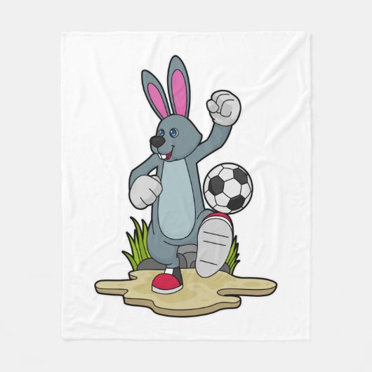 Rabbit as Soccer player with Soccer Fleece Deken (Voorkant)