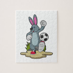 Rabbit as Soccer player with Soccer Legpuzzel