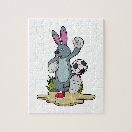 Rabbit as Soccer player with Soccer Legpuzzel (Verticaal)