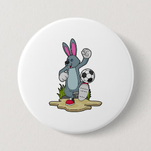 Rabbit as Soccer player with Soccer Ronde Button 7,6 Cm