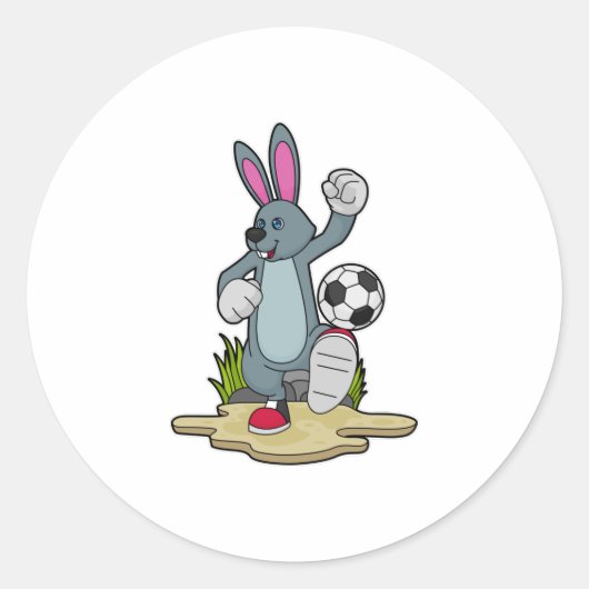 Rabbit as Soccer player with Soccer Ronde Sticker (Voorkant)