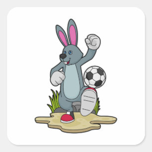 Rabbit as Soccer player with Soccer Vierkante Sticker