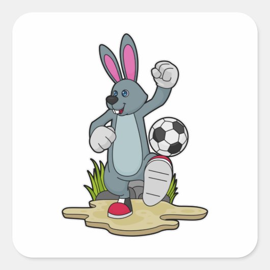Rabbit as Soccer player with Soccer Vierkante Sticker (Voorkant)