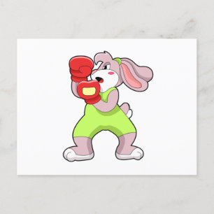 Rabbit at Boxing with Boxing gloves Briefkaart