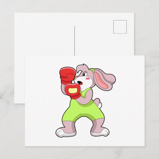 Rabbit at Boxing with Boxing gloves Briefkaart (Voorkant / Achterkant)
