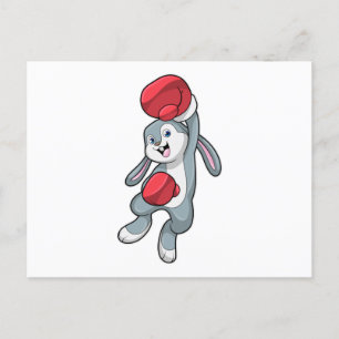 Rabbit at Boxing with Boxing gloves Briefkaart