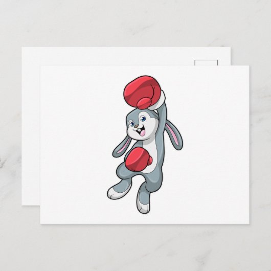 Rabbit at Boxing with Boxing gloves Briefkaart (Voorkant / Achterkant)