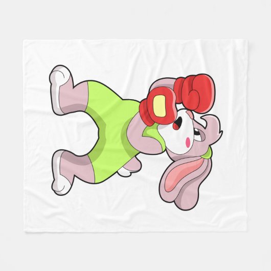 Rabbit at Boxing with Boxing gloves Fleece Deken (Voorkant (Horizontaal))