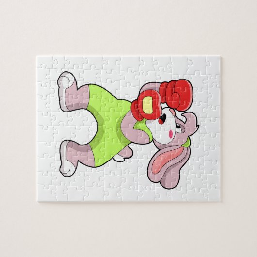 Rabbit at Boxing with Boxing gloves Legpuzzel (Horizontaal)