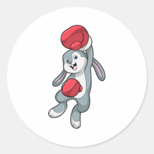 Rabbit at Boxing with Boxing gloves Ronde Sticker