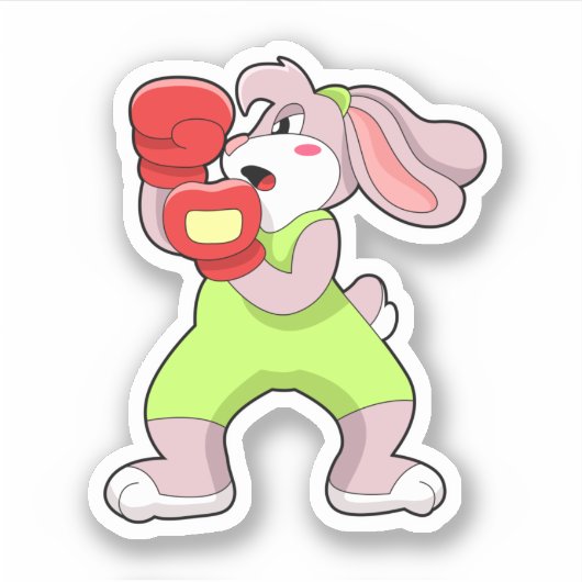 Rabbit at Boxing with Boxing gloves Sticker (Voorkant)
