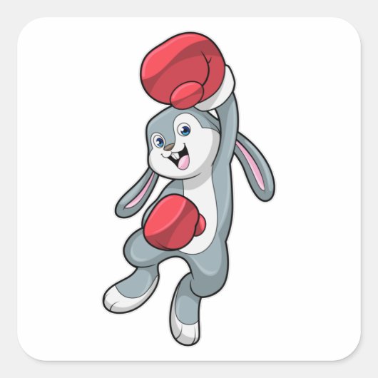 Rabbit at Boxing with Boxing gloves Vierkante Sticker (Voorkant)