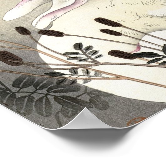 Rabbit at Full Moon, 1930 by Ohara Koson Poster (Hoek)