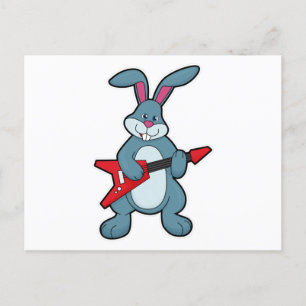 Rabbit at Music with Guitar Briefkaart