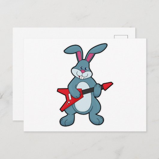 Rabbit at Music with Guitar Briefkaart (Voorkant / Achterkant)
