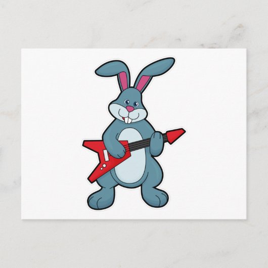 Rabbit at Music with Guitar Briefkaart (Voorkant)