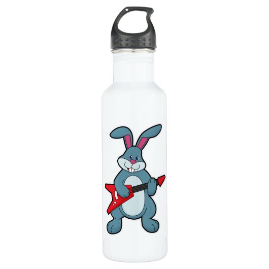 Rabbit at Music with Guitar Waterfles (Voorkant)