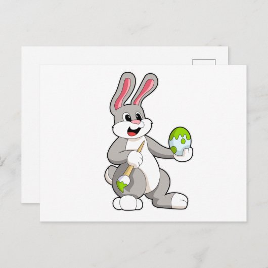 Rabbit at Painting with Egg Briefkaart (Voorkant / Achterkant)
