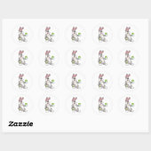 Rabbit at Painting with Egg Ronde Sticker (Vel)