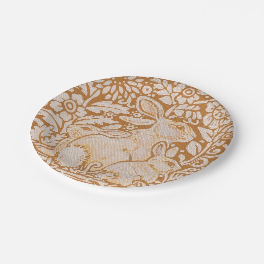 Rabbit Baby Bunnies Golden Yellow Woodland Art Papieren Bordje (Gekanteld)