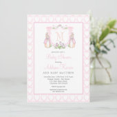 Rabbit Baby shower Invitation Kaart (Staand voorkant)