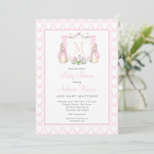 Rabbit Baby shower Invitation Kaart (Staand voorkant)