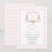 Rabbit Baby shower Invitation Kaart (Voorkant / Achterkant)