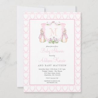Rabbit Baby shower Invitation Kaart