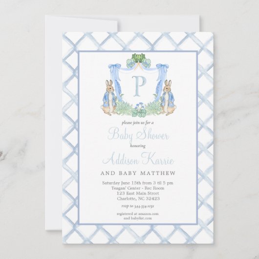 Rabbit Baby shower Invitation Kaart (Voorkant)