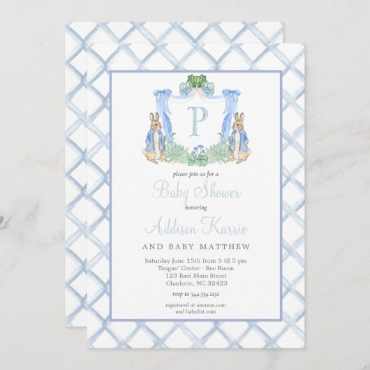 Rabbit Baby shower Invitation Kaart (Voorkant / Achterkant)