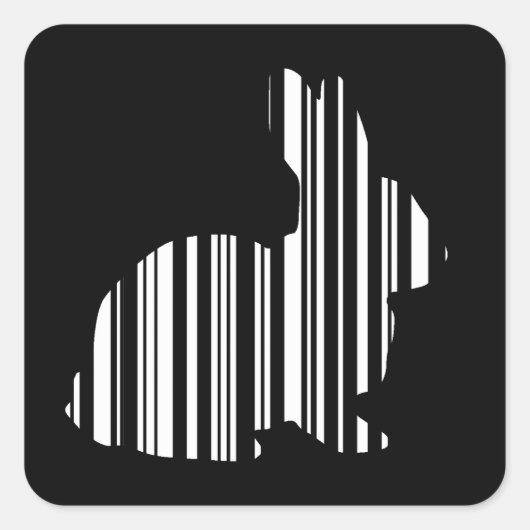 RABBIT BAR CODE Bunny Hare Barcode Patroon Vierkante Sticker (Voorkant)