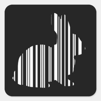 RABBIT BAR CODE Bunny Hare Barcode Patroon Vierkante Sticker