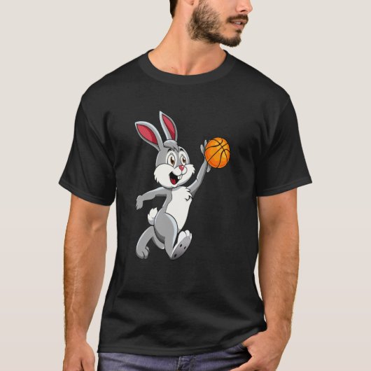 Rabbit Basketball Dunk Happy Easter Day Boys Man S T-shirt (Voorkant)