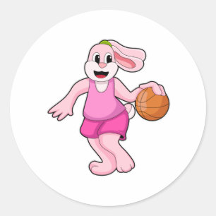 Rabbit Basketball Sports Ronde Sticker