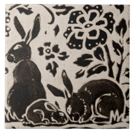 Rabbit Batik Stoneware Woodland Animal Tan Brown Tegeltje