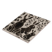 Rabbit Batik Stoneware Woodland Animal Tan Brown Tegeltje (Zijkant)