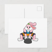Rabbit bij fitness met dumbbell.PNG Briefkaart (Voorkant / Achterkant)