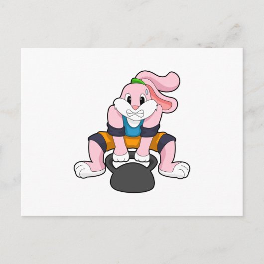 Rabbit bij fitness met dumbbell.PNG Briefkaart (Voorkant)
