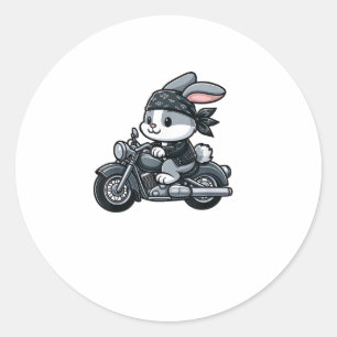 Rabbit Biker Pet Funny Motorcycle Ronde Sticker