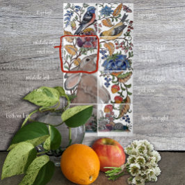 Rabbit Bird Jacobean Floral Tile Mural 8pc L Row 2 Tegeltje