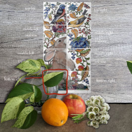 Rabbit Bird Jacobean Floral Tile Mural 8pc L Row 4 Tegeltje