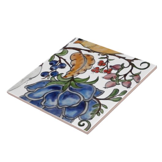 Rabbit Bird Jacobean Floral Tile Mural 8pc R Row2 Tegeltje (Zijkant)