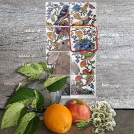 Rabbit Bird Jacobean Floral Tile Mural 8pc R Row2 Tegeltje