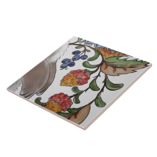 Rabbit Bird Jacobean Floral Tile Mural 8pc R Row3 Tegeltje (Zijkant)