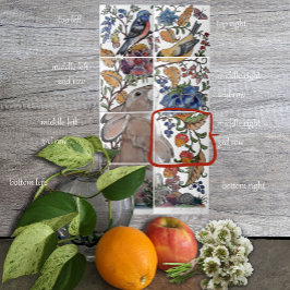 Rabbit Bird Jacobean Floral Tile Mural 8pc R Row3 Tegeltje