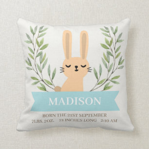Rabbit Birth Stats Custom Pillow - Bunny Kussen