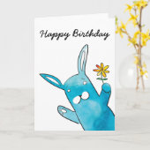 Rabbit Birthday Kaart (Gele Bloem)